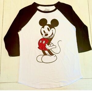 Disney Mickey Mouse Black and White Long Sleeve Tee